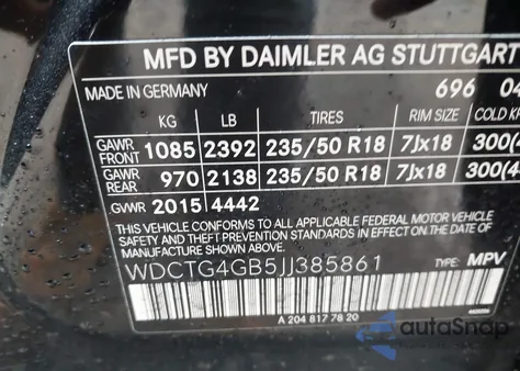2018 Mercedes-Benz Gla 250 4Matic from USA, damaged, VIN WDCTG4GB5JJ385861
